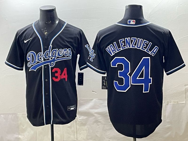2026 Men Nike Los Angeles Dodgers #34 Valenzuela Black Game MLB Jersey 0010->->MLB Jersey
